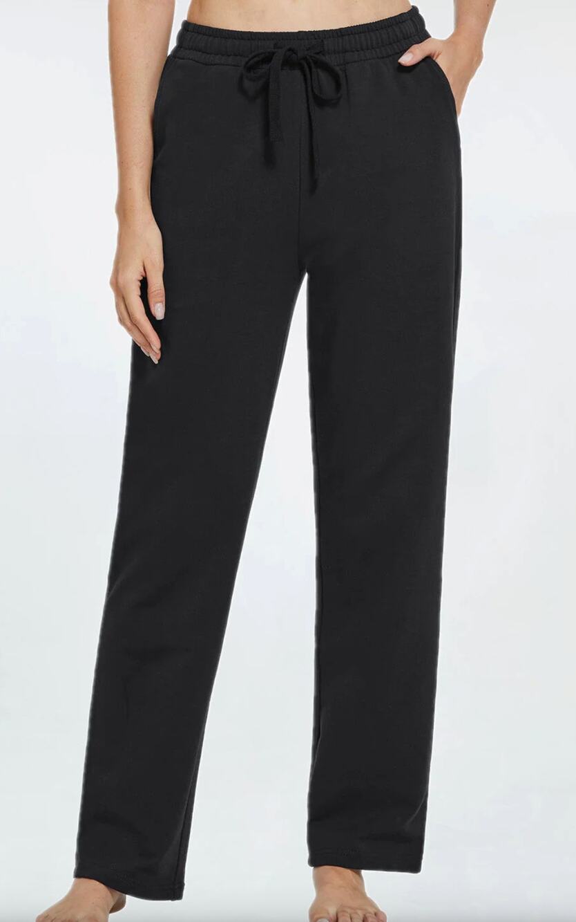 Zenana Black Wide Leg Athletic Pants Pull On Stretch Women’s Small